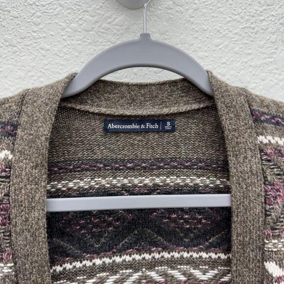 Abercrombie & Fitch Fair Isle Cashmere Blend Knit Cardigan Sweater Womens Small - Picture 2 of 8